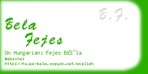 bela fejes business card